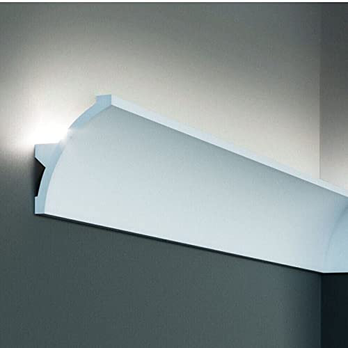 PROVISTON | Lichtleiste | Polyurethan | 80 x 60 x 2000 mm | Weiß | Indirekte Beleuchtung | LED Beleuchtung