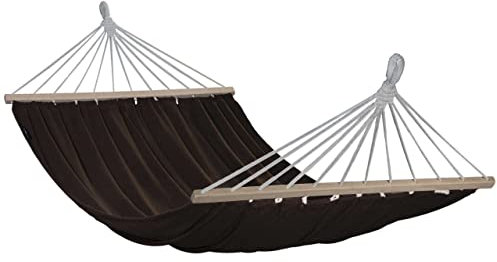 Potenza Hängematte Baumwolle Stabhängematte XXL 220 x 160 für 2 Personen, Belastbarkeit bis 200 kg Doppelhängematte (Braun)