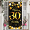 30 Geburtstag Banner Männer, Schwarz Gold 30. Geburtstag Tür Hintergrund Deko für Frauen, Große Schwarze Stoff Gold Glitter Zeichen Banner für 30. Mann Geburtstag Party Dekoration, 72,8 × 35,4 Zoll