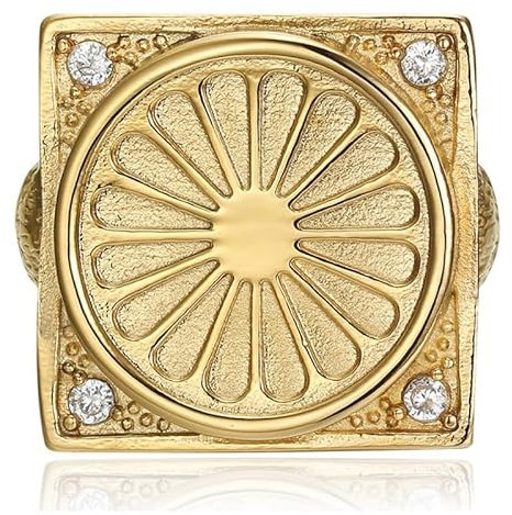 BOBIJOO Jewelry - Enorme Bague Chevalière Homme Gitan Niglo Drapeau Voyageur Acier Inoxydable Or Diamant - 60 (9 US)