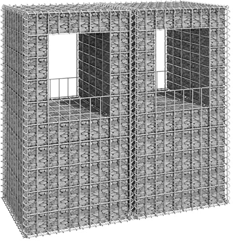 shubiao Gabion Baskets 3 pcs Galvanized Steel 9.8x9.8x77.6