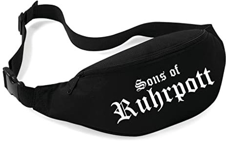 Sons of Ruhrpott Bauchtasche | Ruhrgebiet Ultras Hooligan Pott Fan Heimat Bag | Schwarz