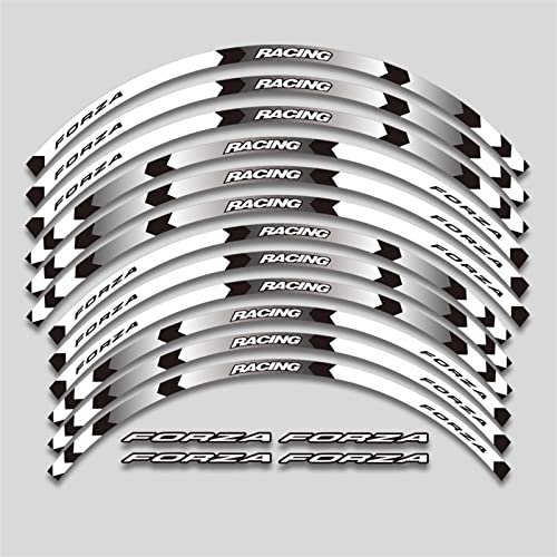 Forza Motorrad Vorder- Und Hinterradaufkleber Reflektierende Aufkleber Felgenstreifen Motorrad Für Honda Forza 125 250 300 350 (Color : 1L A White)
