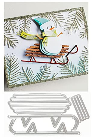 Qoiseys Schlitten Metall Stanzschablone Die Stanzen Basteln Prägeschablone, Stanzungen für DIY Scrapbooking Fotoalbum Dekoratives Papier Basteln Prägeschablone