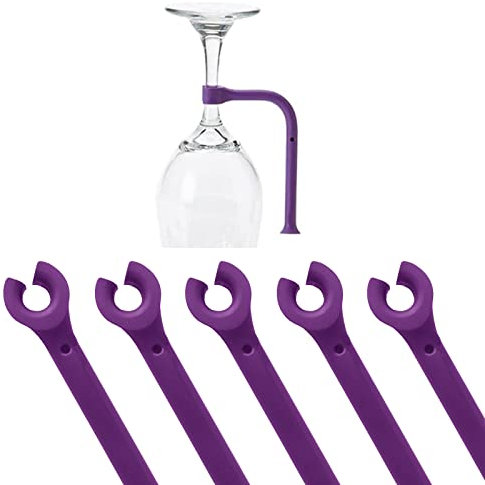 Zaky Supporto per bicchieri da vino per lavastoviglie, gadget da cucina, in silicone, per lavastoviglie (viola/10 pezzi)