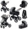 YAZOCO kinderwagen 3 in 1, Zusammenklappbar kinderwagen mit Wickeltasche,Komplettset Becherhalter,Moskitonetz, Fußabdeckung,Sitzzubehör (1 grau)
