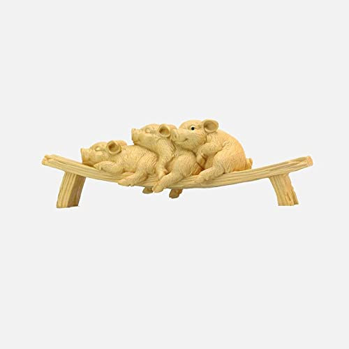 ZEELYDE Gartendeko,Gartenfiguren,Gartendekoration, Skulptur, Ornamente, Statuen und Figuren, Buchsbaum, Schwein, Maskottchen, Schnitzerei, DREI Schweine, Wohnzimmer, Wohnaccessoires, Kunsthandwerk,