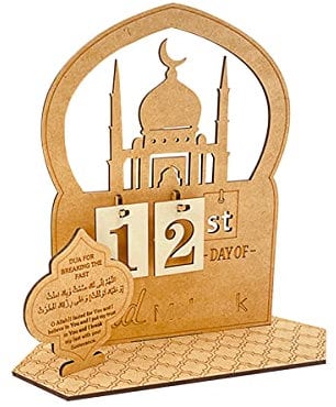 XQMMGO Ramadan Kalender aus Holz,31 Tage Countdown-Kalender,Ramadan Adventskalender Eid Home-Party-Dekoration(A)