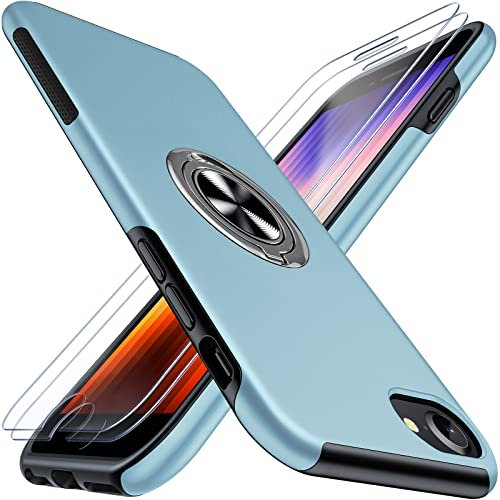 AOUIA für iPhone SE 2020 Hülle iPhone SE 2022 Hülle iPhone SE/7/8/ Hülle, Mit 2 Schutzglas, Upgrade 2.0 unsichtbaren Ständer [Befreien Sie Ihre Hände] [Unzerstörbar Stoßfestigkeit] （Marineblau）
