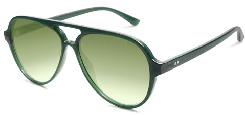 SOJOS Occhiali da Sole Retrò Polarizzati per Uomini e Donne Doppio Ponte Classico SJ2201, Verde/verde sfumato, L