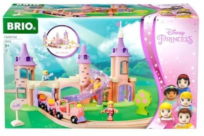 BRIO Disney Princess 33312 Traumschloss Eisenbahn-Set - Märchenhafte Ergänzung Holzeisenbahn - Empfohlen ab 3 Jahren & Bahn 33402 - Mittleres Schienensortiment