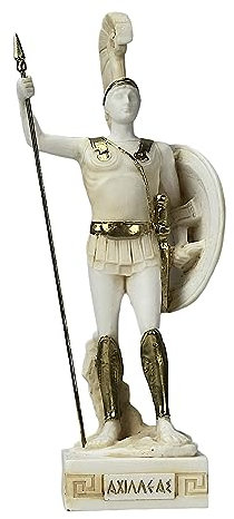 Achilles Griechischer Held König mit Schild und Speer Statue Skulptur