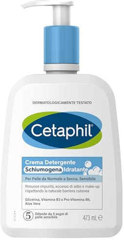 Cetaphil Feuchtigkeitsspendender Schaumreiniger für normale Haut, trockene und empfindliche Haut, mit Aloe Vera, beruhigende Wirkung, parfümfrei, Größe 473 ml