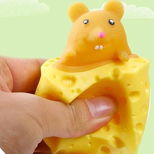 Cheese Mice Squeeze Toys, Creative Mouse -up in Cheese Toys, Anxiety Stress Relief Sensory Toys, Stress Ball Fidget Toys for Adult