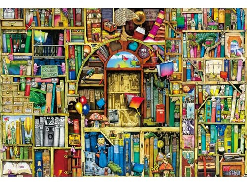 MISITU Mini Jigsaw Puzzle 1000 Pieces for Adults and Children - Magical Bookshelf - Difficult Challenging Small Jigsaw Puzzle for Adults 15 x 10.2 Inch