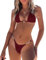 Nadeer Bikini Donna Sexy Costume da Bagno Due Pezzi Costumi Brasiliana con Halter Triangolo Bikini Top Vita Bassa Perizoma Bikini(Viola-Rosso,M)