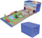 Zany Trains - Train Storage Bin and Play Mat - Wooden Railway Take-Along Storage Box with Train Tracks Design - Two in One Collapsible Toy Car Storage with Station - Car Garage Fabric Bin