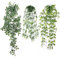 CYZBL 3 Pack Artificial Hanging Plant, Greenery Fake Hanging Plants with Pot, Green Fake Ivy Vines, Wall Mounted Faux Plant, Wheat Grass for Indoor Outdoor Garden Decoration (A)