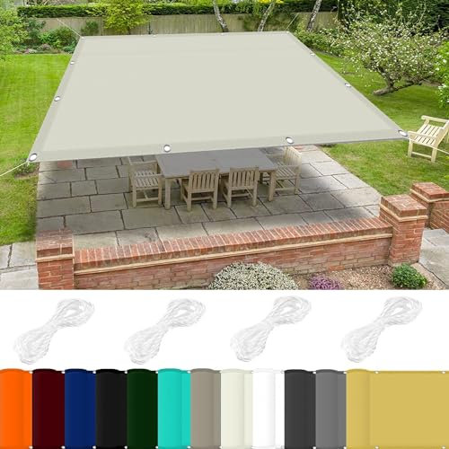 Telo Copertura Pergolato 5 x 10 m 98% Protezione UV Impermeabile Rettangolare Poliestere per Giardino, Balcone, Piscina, Avorio