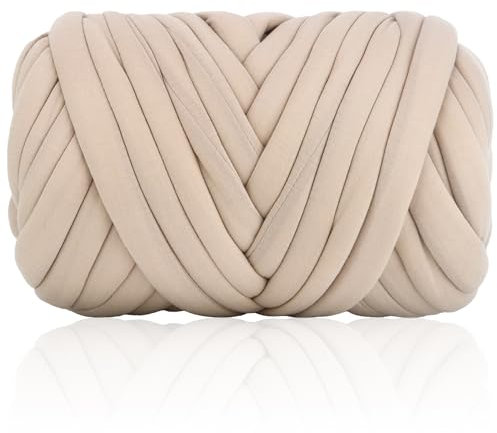 50M Dicke Wolle Zum Handstricken - 1000g Chunky Wolle für Armstricken und Häkeln - Sperrige Handstrickwolle für Teppich (Khaki)