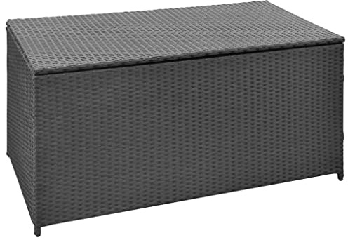 PIXZSSI Gartenbox PE-Ratten-Oberfläche Schwarz 120x50x60 cm Wetterbeständigem Modernes Design Terrasse Auflagenbox zur Aufbewahrung Kissen Auflagen Decken Multifunktionale Sitzbank