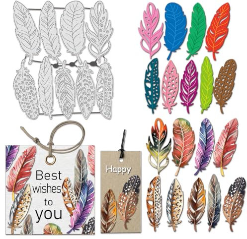 BENECREAT Feather Cutting Dies, Skelett Federn Kohlenstoffstahl Prägewerkzeug stanzt Metall Schablonen für DIY Scrapbooking, Fotoalbum, dekorative Prägung