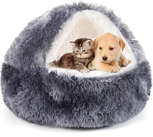 SHJOEE Flauschig Hundebett Muschelform 50cm Katzenbett Warm Tierbett Haustierbett Waschbar Hundesofa Katzensofa Plüsch Hundekorb Katzenkorb Weiche Kuschelbett für Den Schlaf im Innenbereich
