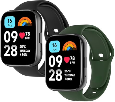WD&CD 2 Pack Bracelet de Remplacement en TPU Silicone pour Xiaomi Redmi Watch 3 Active - Compatible avec Fitness