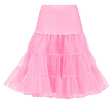 Wikoan Jupon sous Robe Femme Jupon Années 50 A-Ligne Jupe Tulle pour Femmes Rockabilly Fond de Robe Vintage Petticoat Lingerie Rose S