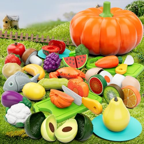 BunnyJOY Spielküche Kinderküche Zubehör, Einkaufsladen Kaufladen Zubehör, Kaufmannsladen Zubehör, Spielzeug Lebensmitteln Mädchen ab 3 Jahren, Rollenspielzeug Geschenk Kinder