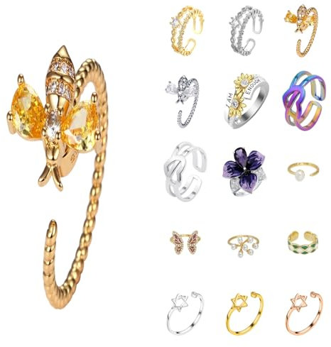 Trendige Ringe Für Frauen 2024 Spaltringe Drehring Mit Biene Verstellbare Ringe Roségoldringe Süße Ringe Für Frauen Einzigartige Ringe Für Frauen Tierringe Alltagsaccessoires #9Goldeinheitsgröße