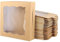 TAICHEUT 50 Pack 10 x 10 x 2.5 Inch Square Kraft Bakery Boxes with Transparent Window, Large Pie Boxes, Brown Flat Cake Box for Cakes, Pie