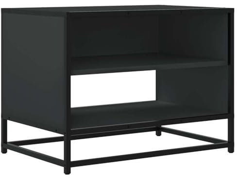 vidaXL Meuble TV Noir 61x40x46 cm Bois d'ingénierie et métal, Banc TV, Meuble HiFi, Centre de Divertissement, Buffet TV, Meuble multimédia, Console TV