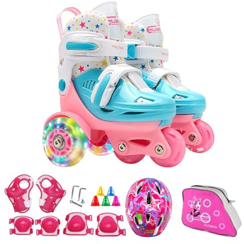Rollschuhe für Kinder,Rollschuhe für Kinder,Dreipunkt-Balance-Rollschuhe für Kinder - Kinder im Alter von 3–8 Jahren Rollschuhe mit leuchtenden Rädern für Eisbahn, Spielplatz