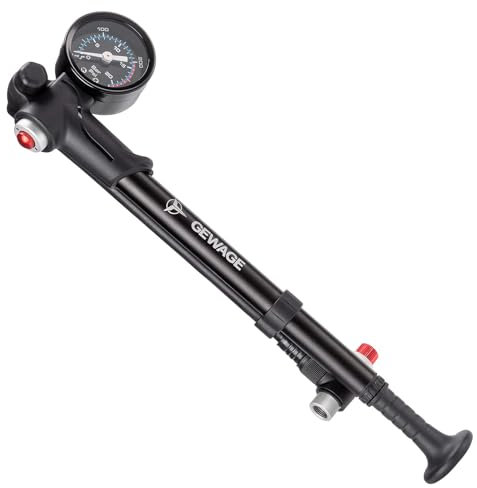 Shock Pump for Mountain, Road Bikes and Motorcycle - 300 Psi High Pressure for Front Fork and Rear Suspension Air Shocks Pump with Gauge -Portable Mini Pump with Air Bleed Button