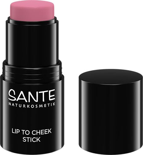 SANTE Naturkosmetik Lip to Cheek Stick 01 Rose Blush, Multitalent für einen natürlichen, strahlenden Teint auf Wangen, Lippen & Brauen, zarte Rosé-Farbe, NaTrue-zertifizierte Naturkosmetik, 6g