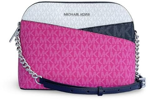 Michael Michael Kors Jet Set Travel Medium Color-Block Signature Logo Crossbody Bag (Dragon Fruit Multi), Dragon Fruit Multi
