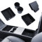 LANTU 4 Pcs Zubehör für Tesla Model Y 2025 Juniper Mittelkonsole Organizer, Armlehne Aufbewahrungsbox, Versteckte Box und Getränkehalter (Beflockung)