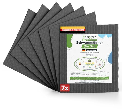 Fabigreen Putzlappen 7er Set – Nachhaltig reinigen ohne Mikroplastik | Wiederverwendbare Spültücher & biologisch abbaubare Spüllappen | kompostierbar, für alle Oberflächen geeignet | Dunkelgrau