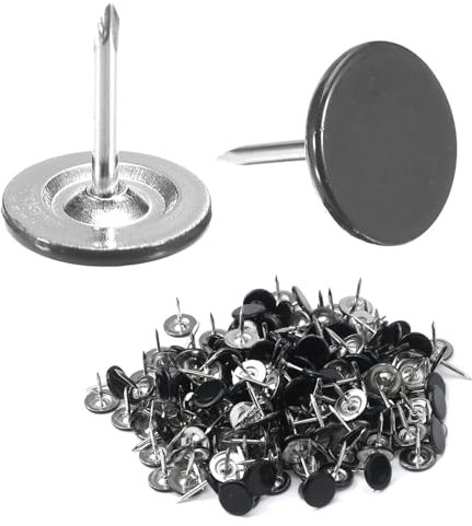 100 Stück Polsternägel, Reißnägel 11 mm x 13 mm, Reißzwecken Schwarz, Flachkopf Möbelnägel für Möbel und Sofa-Kopfteile, Schwarz, 11 mm x 13 mm, Ideal für Pinnwandnadeln und Pins