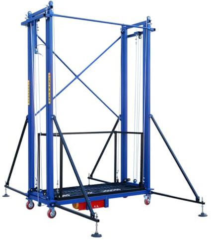 Elektrische Hebeplattform für Lastgerüste bis 650 kg, elektrische Hubhöhe 10 m, Baugerüst mit Fernbedienung, zusammenklappbare Hebebühne