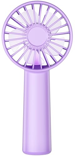 Hssio Portable Handheld Fan, Mini Desk Fan 1800mAh, 3 Speeds, Ultra Quite, Up to 8H Long Use Time, Small Personal Cooling Fans Makeup Lash Fan for Women Girls, Lightpurple