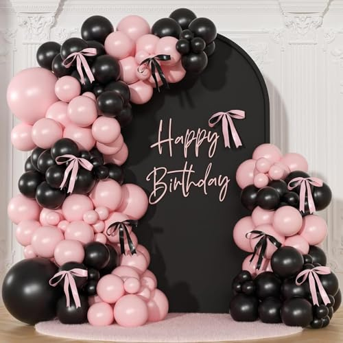 Kit di 114 palloncini rosa e neri, per feste di compleanno, matrimoni, baby shower, addio al nubilato, feste