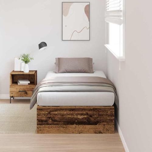 QJBSAVVA Stauraumbett Altholz 70x190 cm Modernes Bettgestell Kiefernholz für Jugendzimmer und Gästebett Schmales Einzelbett mit Klappfunktion Langlebig für Schlafzimmer und kleine Räume