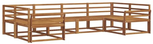 vidaXL Outdoor-Sofagarnitur 6 pcs Natur Massivholz Akazie, Akazienholz Outdoor-Sofa-Set, modernes Gartenmöbel, Pool-Sitzgelegenheiten, Hinterhof-Lounge, Patio