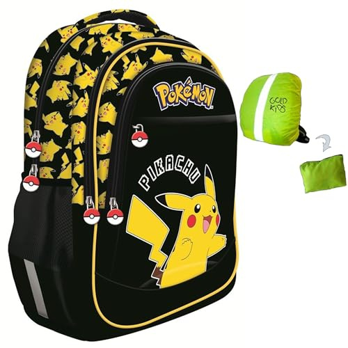 St.Majewski - Rucksack Schulrucksack Teenager Kinderrucksack für Jungen und Mädchen Ranzen Tornister Schulltasche und Regenschutz - Pokemon Motiv
