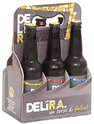 Birra Artigianale Cruda Italiana DELìRA - Confezione 6 Bottiglie 33CL - 2 Lager bionda, 2 Lager rossa, 2 Weiss - Prodotta Da I.C.B. Italian Craft Brewery