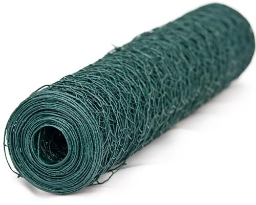 Windhager Sechseck-Geflecht kunststoffummantelt, Umzäunung Grundgrenze, Wühlmausschutz Hochbeet, Dachrinnenabdeckung, Grün, Maschenweite 13 mm, 10 x 1 m x 1 mm, 70097