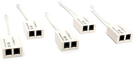 THE CIMPLE CO Modem Phone Filter, 5 Pack, DSL Splitter, 2 Wire, 1 Line, Removes Noise from Phone Lines, for Fax, Landline, Satellite, and Printer, Ivory