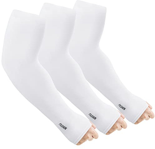 Yandu Mangas del Brazo Hombre y Mujere, Mangas de protección UV para Conducir Ciclismo Baloncesto, Brazo Deportivo Transpirable Suave y de Secado rápido Bloque Solar Sleeveletre (#3Pairs Blanco)